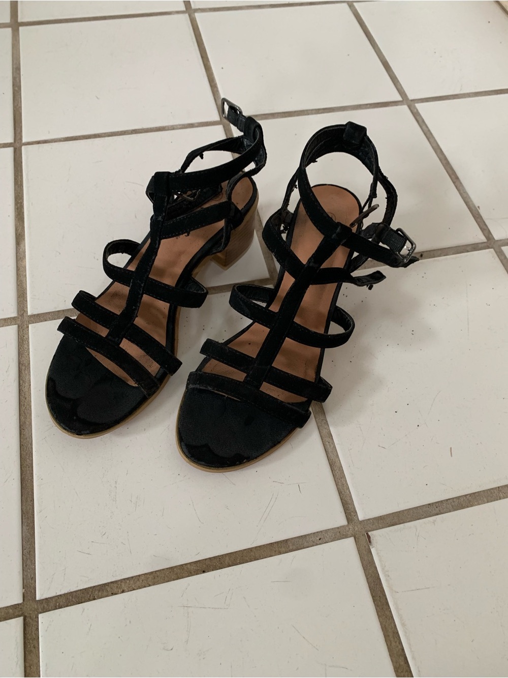 Women’s Black Strappy Block Heel Sandals